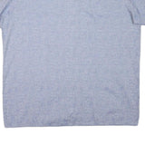 ACKERMANN Mens Blue Casual Shirt L Cotton Blend Patterned Short Sleeve