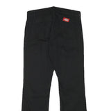 DICKIES Womens Black Regular Fit Straight Leg Trousers W26 L26 Cotton Blend Zip