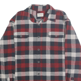 JACHS Mens Red & Navy Check Shirt L Button Long Sleeve Casual Cotton