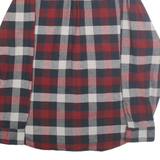 JACHS Mens Red & Navy Check Shirt L Button Long Sleeve Casual Cotton