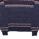 YOUNGBLOODS Womens Navy & Burgundy Patterned Jumper Crew Neck Basic Knit M