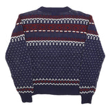 YOUNGBLOODS Womens Navy & Burgundy Patterned Jumper Crew Neck Basic Knit M