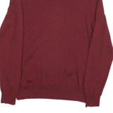 CALVIN KLEIN Mens Maroon Plain Wool V-Neck Basic Knit Jumper L Classic Knitwear