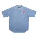 RIVERS END Mens Blue Cotton Blend Denim XL NASCAR Coca-Cola Logo Shirt