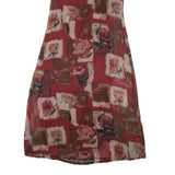 MONSOON Womens Red Brown Floral Day Polyester Blend Dress UK 14 Ruffle Neck