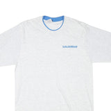 LAT Mens White & Blue Modern T-Shirt L Short Sleeve Crew Neck Cotton Blend