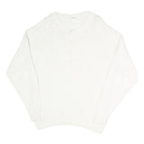 Womens White Plain Pullover Jumper V-Neck Basic Knit L Viscose Blend Soft