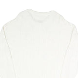 Womens White Plain Pullover Jumper V-Neck Basic Knit L Viscose Blend Soft