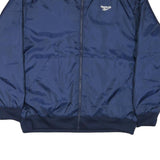 REEBOK Mens Navy Blue Bomber Jacket M Nylon Plain Sportswear Zip Closure