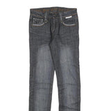 REBEL SPIRIT Womens Slim Blue Denim Jeans W26 L32 British Flag Stitching