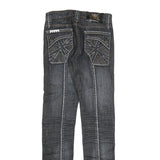 REBEL SPIRIT Womens Slim Blue Denim Jeans W26 L32 British Flag Stitching