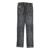 REBEL SPIRIT Womens Slim Blue Denim Jeans W26 L32 British Flag Stitching