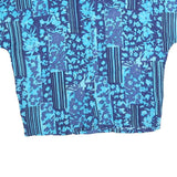 MAN GO Womens Blue Printed Blouse Short Sleeve Round Neck XL Lightweight