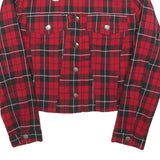 TALLY WEIJL Womens Red Black Check Button Cotton Jacket S Sherpa Collar Stylish