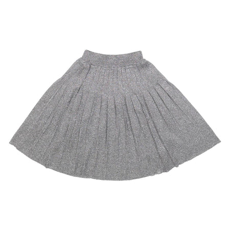 LEVI'S Womens Grey Metallic Pleated Midi Polyester Blend Skirt XS Elegant