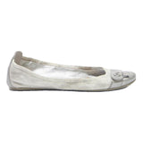 LOUIS VUITTON Womens Ballet Shoes White Silver Synthetic UK 6 Designer Flats
