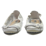 LOUIS VUITTON Womens Ballet Shoes White Silver Synthetic UK 6 Designer Flats