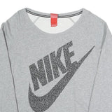NIKE Womens Grey Sweatshirt Crew Neck S Cotton Blend Logo Print Casual Pullover