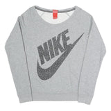 NIKE Womens Grey Sweatshirt Crew Neck S Cotton Blend Logo Print Casual Pullover