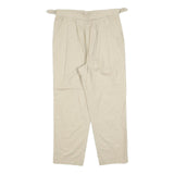 Womens Cotton Blend Beige Regular Fit Straight Leg Trousers W30 L25 Zip Closure