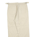 Womens Cotton Blend Beige Regular Fit Straight Leg Trousers W30 L25 Zip Closure