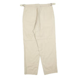 Womens Cotton Blend Beige Regular Fit Straight Leg Trousers W30 L25 Zip Closure