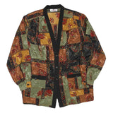 VALENTINE Womens Multi Colour Printed Oversized Long Sleeve V-Neck Top XL Button