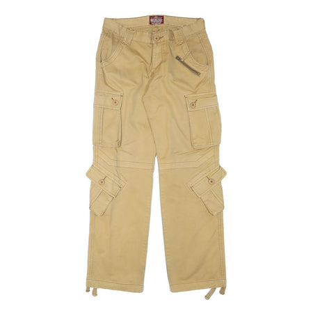 MATCHSTICK Mens Regular Fit Beige Cargo Cotton Blend Trousers W32 L32 Workwear