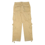 MATCHSTICK Mens Regular Fit Beige Cargo Cotton Blend Trousers W32 L32 Workwear