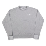 NIKE Womens Grey Crew Neck L Sweatshirt Nike Swoosh Logo Running Sports