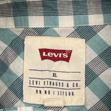 Levis Checked Short Sleeve Shirt - XL Green Cotton