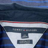 Tommy Hilfiger Striped Polo Shirt - Large Navy Cotton