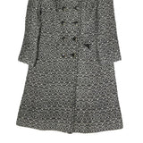 Womens Black White Pattern Cotton Blend Button Jacket M Printed Coat Stylish