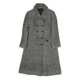 Womens Black White Pattern Cotton Blend Button Jacket M Printed Coat Stylish