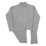 WHISTLES Womens Grey Wool Blend Plain Pullover Crew Neck Basic Knit M Asymmetric