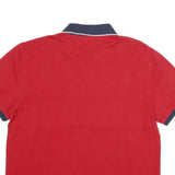 TOMMY HILFIGER Mens Red & White Short Sleeve Polo Shirt L Cotton Casual