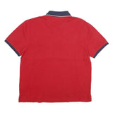 TOMMY HILFIGER Mens Red & White Short Sleeve Polo Shirt L Cotton Casual