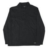 CALVIN KLEIN Mens Black Plain Pullover Jumper Crew Neck Polyester Blend L Zip