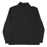 CALVIN KLEIN Mens Black Plain Pullover Jumper Crew Neck Polyester Blend L Zip