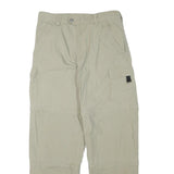LETS GO Mens Relaxed Beige Cargo Trousers W30 L30 Utility Zip Pockets