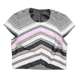 TED BAKER Womens Black & Pink Printed Short Sleeve Round Neck Top S Stylish