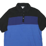 CALVIN KLEIN Mens Black & Blue Colourblock Short Sleeve Polo Shirt M Cotton