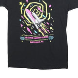BRAVO Womens Black Space Rocket Graphic T-Shirt L Short Sleeve Crew Neck Retro