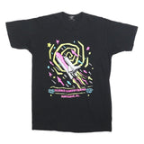 BRAVO Womens Black Space Rocket Graphic T-Shirt L Short Sleeve Crew Neck Retro