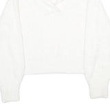 H&M Womens White Plain Jumper Collared Basic Knit S Soft Comfortable Stylish
