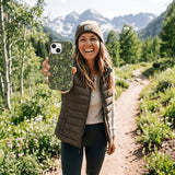 Black Evergreen iPhone 14 Case - Lifestyle photo showing phone case in use