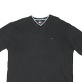 TOMMY HILFIGER Mens Black V-Neck T-Shirt XL Short Sleeve Cotton Blend Classic