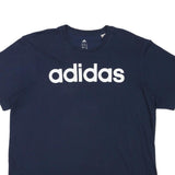 ADIDAS Mens Blue Logo T-Shirt L Short Sleeve Crew Neck Cotton Blend