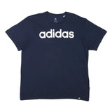 ADIDAS Mens Blue Logo T-Shirt L Short Sleeve Crew Neck Cotton Blend