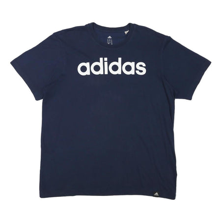 ADIDAS Mens Blue Logo T-Shirt L Short Sleeve Crew Neck Cotton Blend